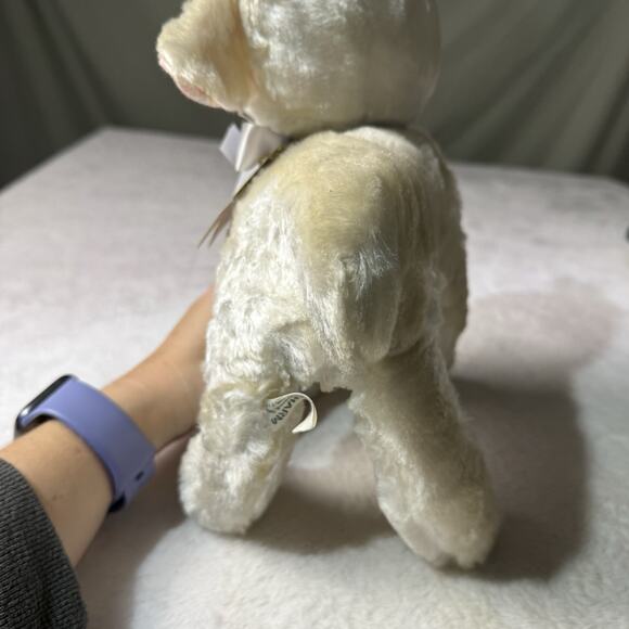 Vtg 60s Stuffed Lamb Carnival Plush Animal Charming Original Charm Toys Kitschy - Picture 2 of 5